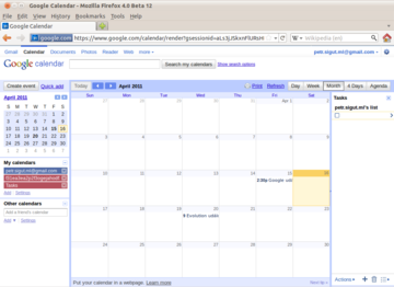 kalendář - propojení s Google - web