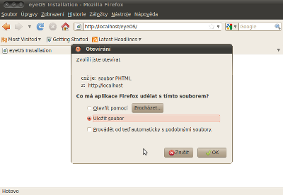 Potíže Firefoxu v Ubunu 10.04 s instalačkou EyeOS