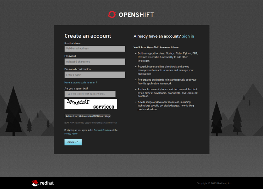 Registrace OpenShift